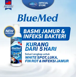 Bluecore BlueMed - Cairan Anti jamur & Antimikroba Ikan Mengatasi White Spot, Fin Rot, Infeksi Bakteri, dan Jamur