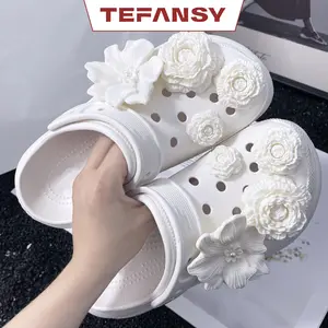 TEFANSY Aksesoris Sandal Baim  aksesoris sepatu  lucu  Aksesoris Bunga Elegan Aksesoris Sandal Kartun Lucu 3D Shoe Accessories