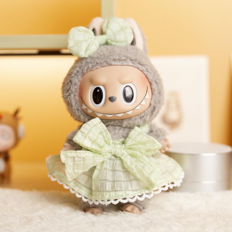 17CM POP - MART LABUBU MACARON Labubu BONEKA BAJUNYA pakaian boneka Gaun Kotak-kotak labubu Muda baju boneka khusus boneka seragam tk kostum rajut tweed pakaian boneka 8