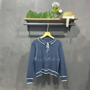 VERONIKA CABLE sweater rajut tali pita baju atasan wanita blouse korean style Knitwear Panjang Crop Top Casual Outer Cardigan Cewek Kardigan Oversize Hitam