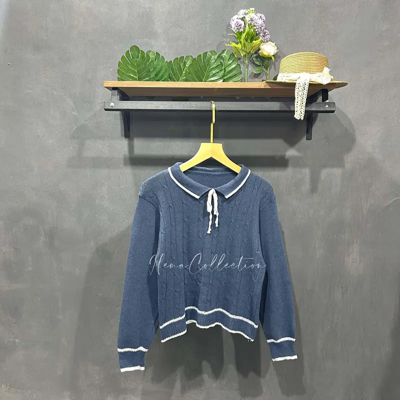 VERONIKA CABLE sweater rajut tali pita baju atasan wanita blouse korean style Knitwear Panjang Crop Top Casual Outer Cardigan Cewek Kardigan Oversize Hitam 0