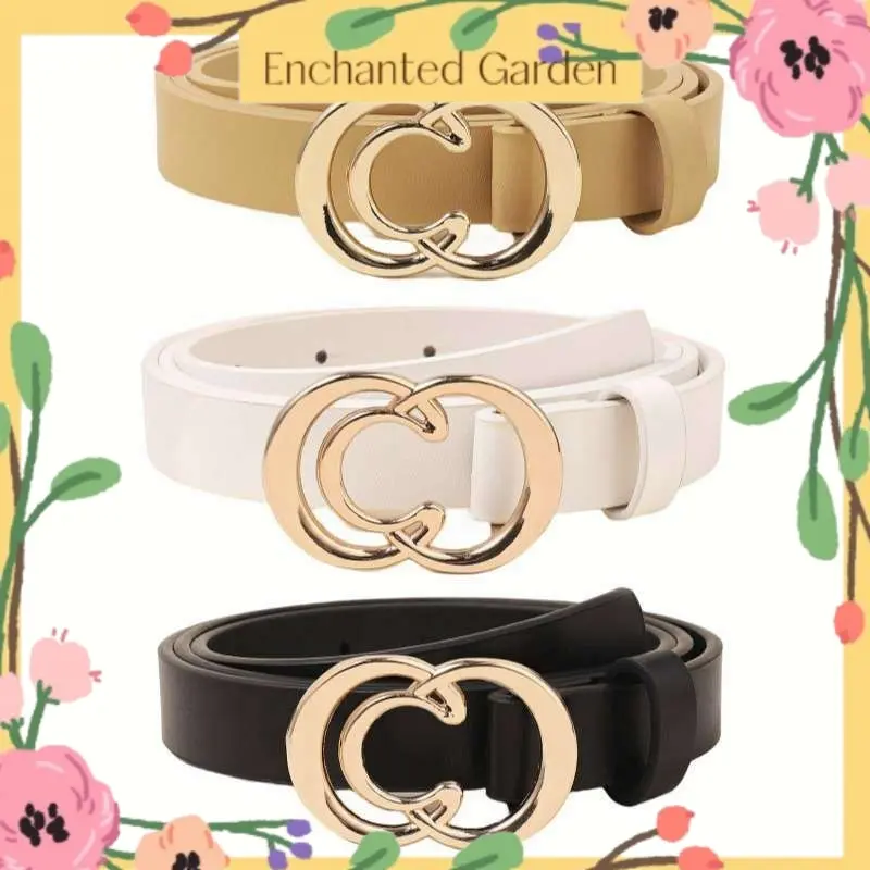 [OOTD] Women Letter Pattern Leather Belt PU Waistband Buckle Narrow Thin Waist Casual No Hole Corak Surat Wanita Tali Pinggang Kulit Pinggang Sempit Pinggang Nipis Kasual Tiada Lubang
