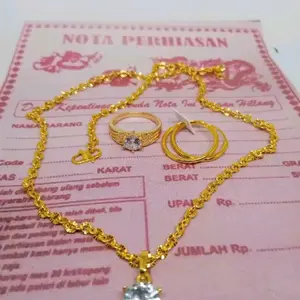 Set Perhiasan Wanita Dewasa Titanium terbaru set Cincin Kalung &Anting Premium Quality