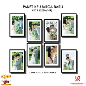(8 PCS) 20X30 CM BINGKAI MDF + CETAK FOTO Dipasang di Dinding Modern Rectangle dinding