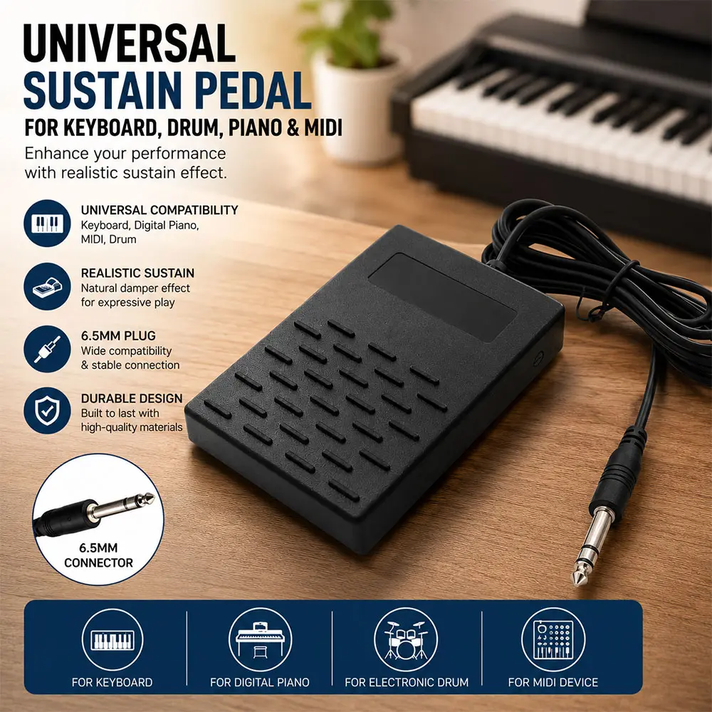 Tooy Sustain Pedal Universal Keyboard Drum Piano Elektrik Damper MIDI - WTB-010