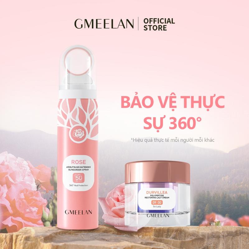  Kem Dưỡng+Chống nắng COMBO 2PCS Kem Lười Sửa Tuyết 30g & XỊT CHỐNG NẮNG ROSE ARBUTIN SPF50+ PA++++ 80ML 