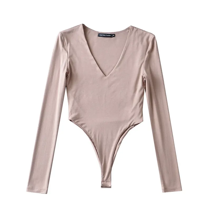 Jollybell.id BJ1859 Baju Atasan Wanita Jumpsuit Lengan Panjang Bodysuit Fit Body Fashion Leher V 6