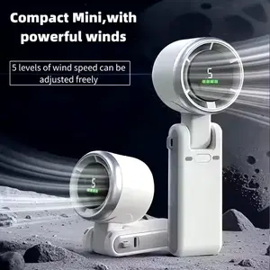 N607 Portable Fan Turbo Desain Lipat Kipas Angin Mini Rechargeable 5 Speed Angin Kencang dengan Indikator Digital dan Sistem Turbo Airflow