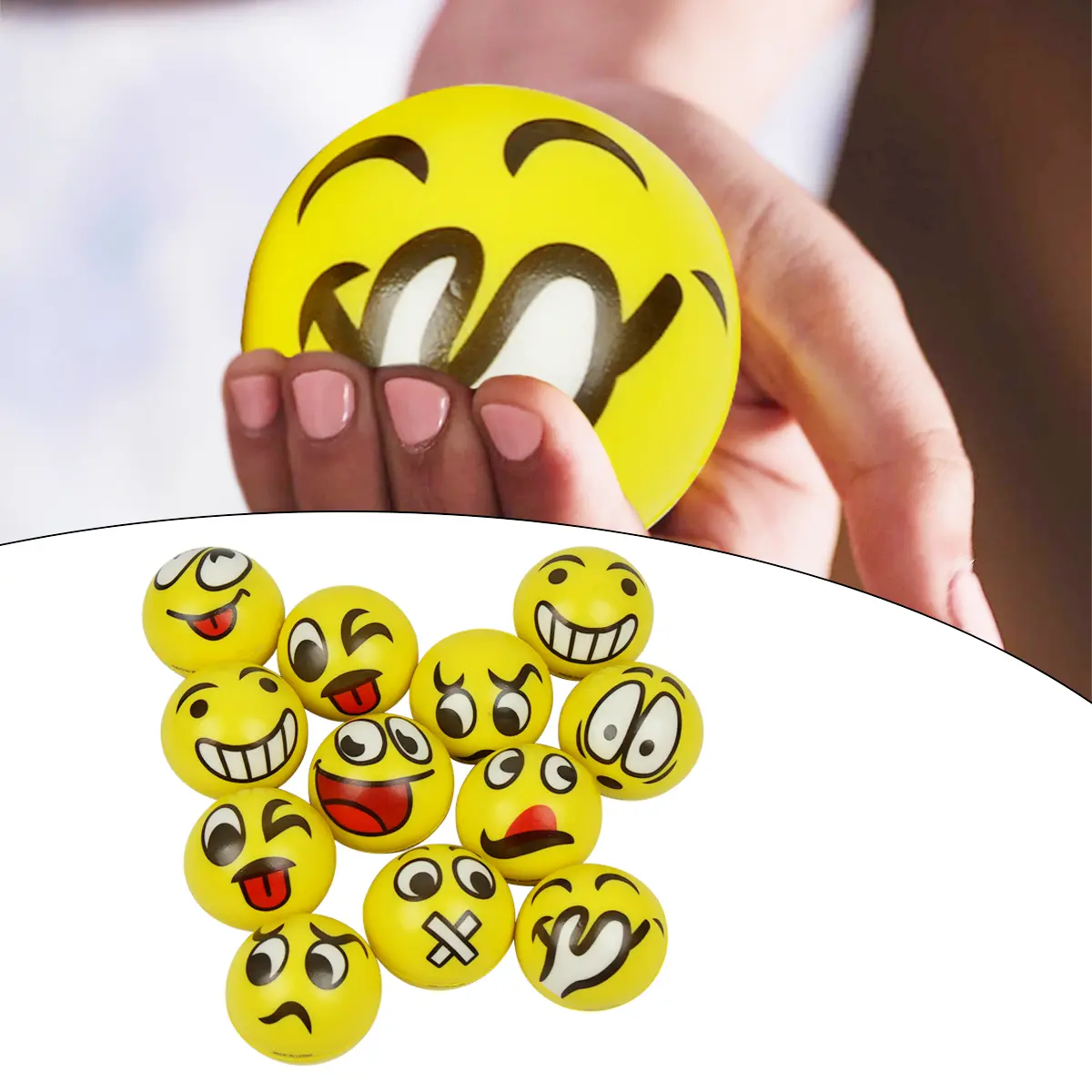 12 PCS Soft Balls Funny Sponge Squeeze Smile Grimace Foam Kids Toys for Adults Smiling  Stress Relief Hand Wrist Exercise Face Toy Balls For Children