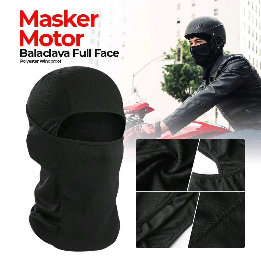 CISE Masker Motor Balaclava Full Face Polyester Windproof - MJ-22A - Black