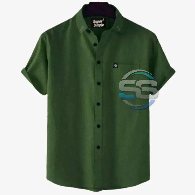 Kemeja Pria Lengan Pendek Distro Abu Tua Polos  Katun Formal Casual Slimfit Style Kerja Simple Keren Kekinian Super Simple 2
