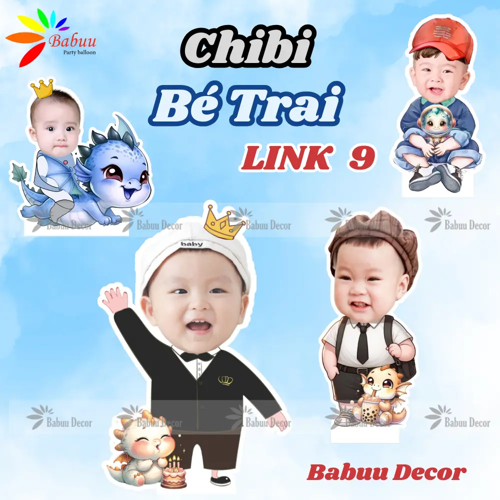 In ảnh chibi trang trí sinh nhật cho bé trai, chất liệu fomex LINK 9 (271-296)