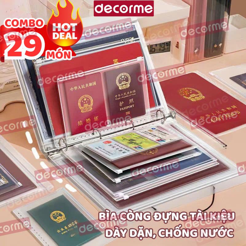 Set Bìa còng đựng tài liệu A4 B5 A5 DecorMe Bìa đựng tài liệu Bìa sổ còng lưu trữ hồ sơ văn phòng dày dặn chống nướccó thể thay giấy
