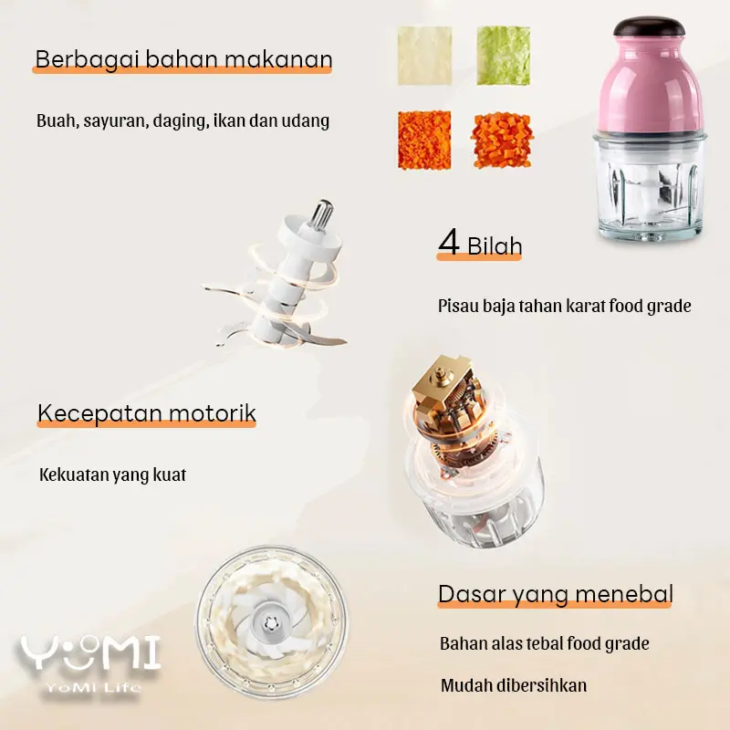 Blender Kapsul Electric Portable Serbaguna [1.3L-1.5L] Blender Chopper Jus Dan Penggiling Daging 3