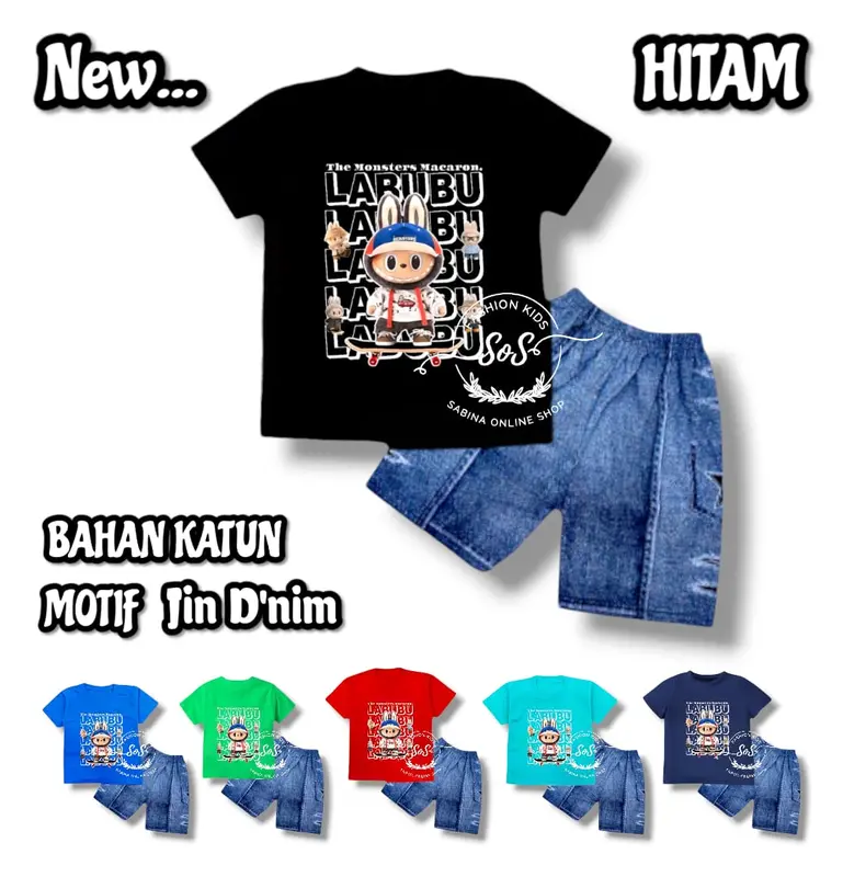 Setelan Baju Kaos motif gambar boneka LABU / bubu the monster viral Terbaru Untuk Usia 1-10 Tahun - Katun, Parsel Katun Parsel Sarung Bayi Cowok Laki-Laki 0