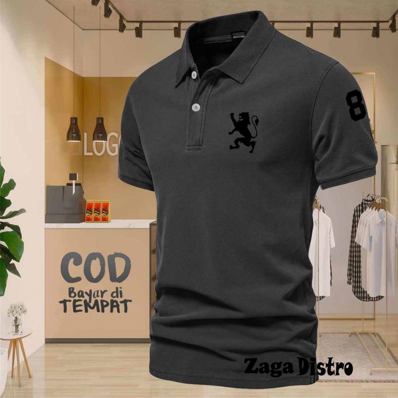 COD T-shrit POLO kerah Singa 8 Text Hitam Kaos Kerah Dewasa Shirt / Kaos Wangki Pria Polo / Kaos Seragam 4