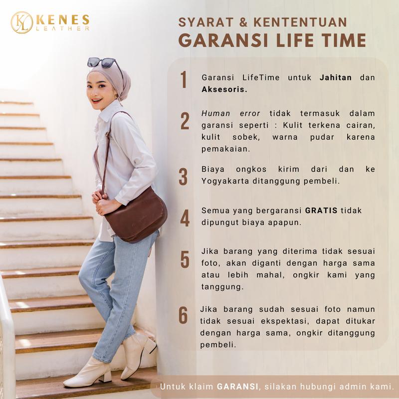 Kenes Leather Sling Bag Wanita Tas Selempang Kulit Asli PERCA MIX - Free Grafir Nama 8