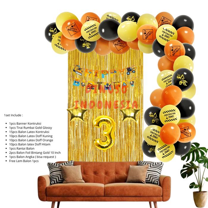 Gambar DINOSO  Konstruksi Tema Balon Garland Kit Untuk Anak-anak Dekorasi Pesta Ulang Tahun Nikmat Perlengkapan - Paket Kontruksi 1 dari DINOSO INDONESIA Kota Administrasi Jakarta Barat 5 Tokopedia