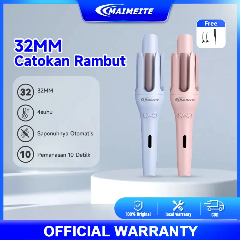 MAIMEITE Catokan Rambut Ceramics 32mm catok curly otomatis Curly Rambut Curling Iron Ion negatif hair curle 0