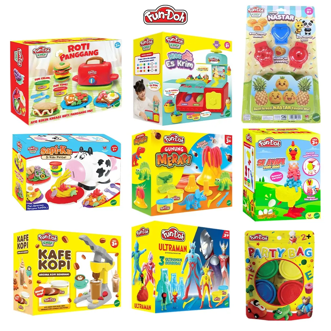 FUN-DOH Mainan Edukasi Anak Clay Plastisin Lilin Aman Usia 3 Tahun Hadiah Anak Perempuan Laki Laki Lilin Warna Warni Fundoh
