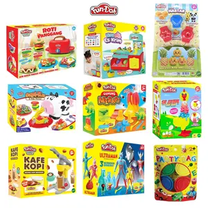 FUN-DOH Mainan Edukasi Anak Clay Plastisin Lilin Aman Usia 3 Tahun Hadiah Anak Perempuan Laki Laki Lilin Warna Warni Fundoh