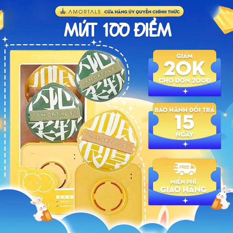 《Amortals Vietnam》Bộ Mút Trang Điểm Phiên Bản 100 Điểm  AMORTALS Chính Hãng – Dùng Khô & Ướt Đa Năng, Kèm Cọ & Hộp Đựng Tiện Lợi