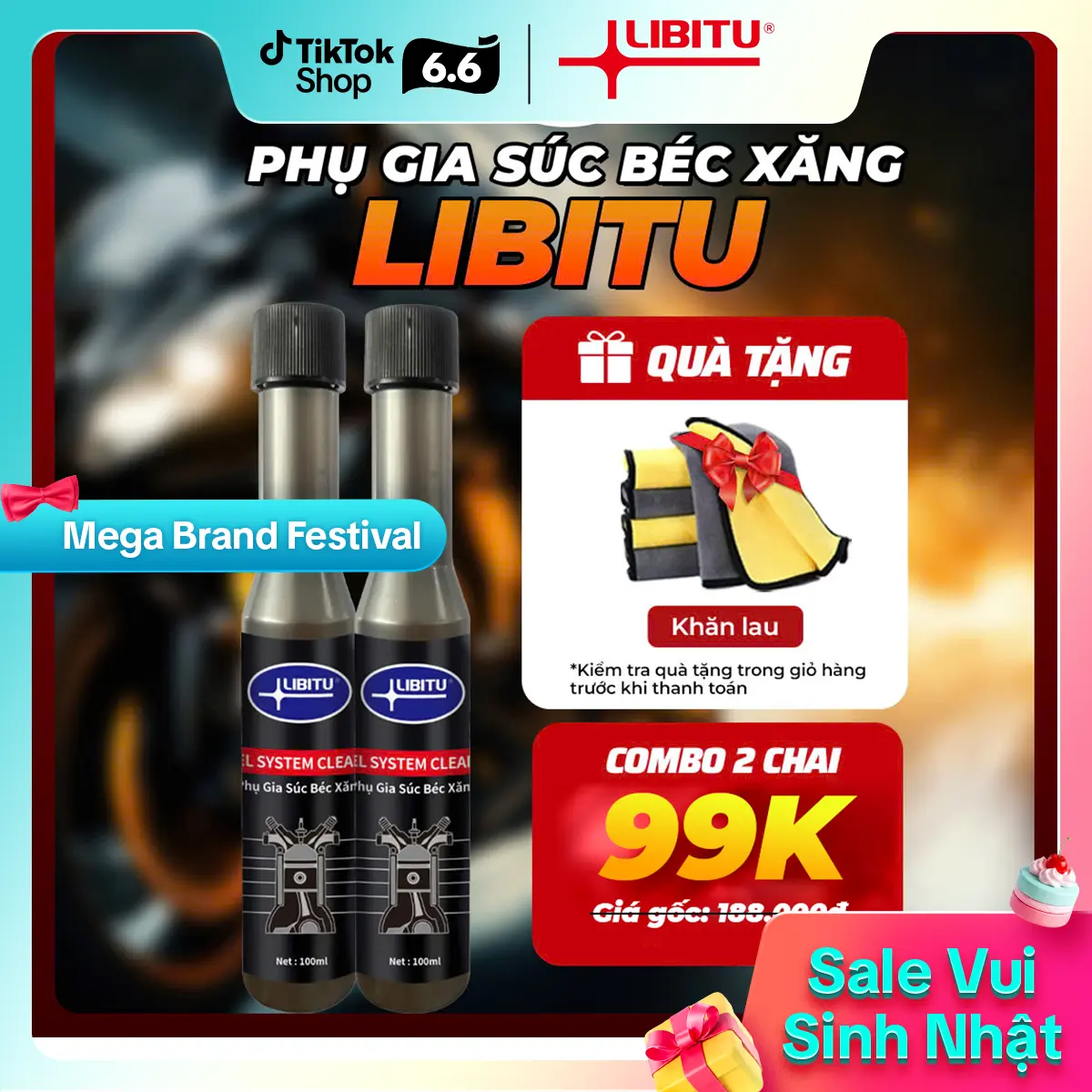 [ Chính Hãng ] Bộ Combo Súc Béc Xăng Libitu Bảo Dưỡng Động Cơ Xe Máy Tiết Kiệm Nhiên Liệu, Máy Êm, Phục Hồi Công Suất Động Cơ