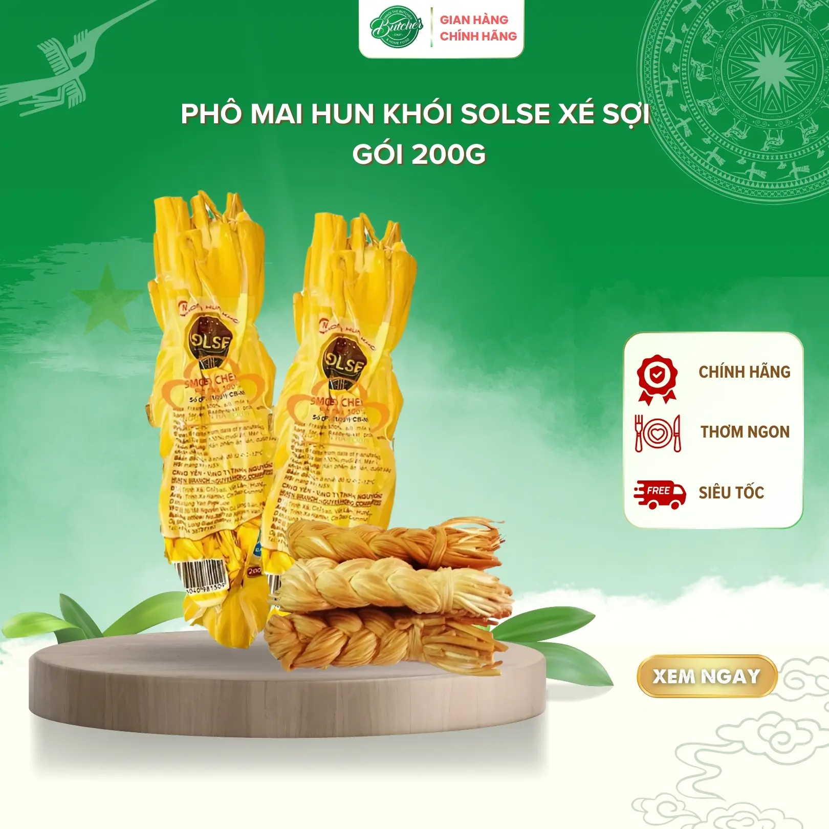 Phomai dây hun khói - Phomai sợi Nga hun khói 200g solse