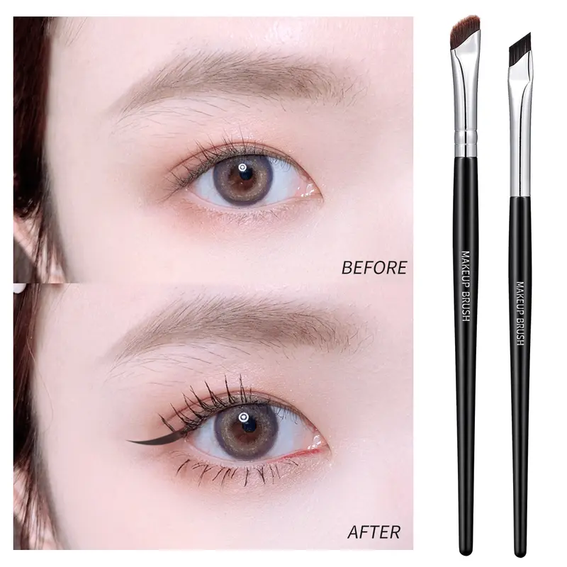 Cọ Kẻ Mắt Cọ Lông Mày Lưỡi Cọ, Siêu Mỏng, Đa Năng, Cọ Trang Điểm Phấn Mắt, Màu Đen, 1 Cái, J014 1