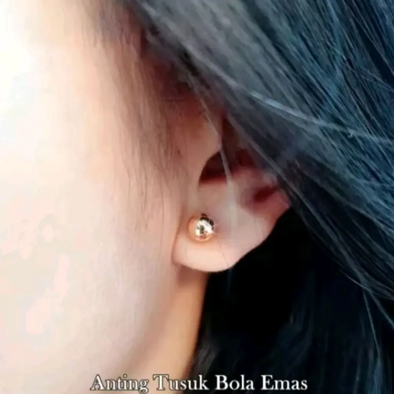 Anting Lada Giwang Tusuk Pentol Titanium Wanita Anti Karat Earrings Perhiasan Lapis Emas 24k Terbaru 2