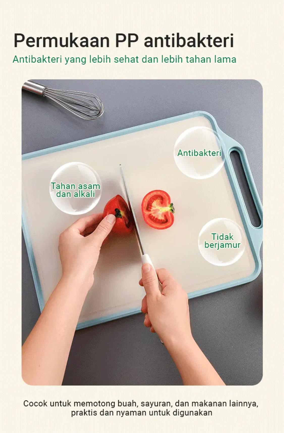 Mehaa Papan Talenan Stainless Steel foodgrade Antibakteri dua sisi 40*30*1.65cm - Kitchenware