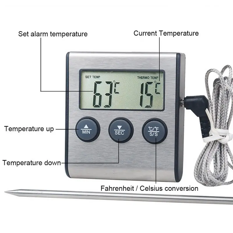 Thermometer Timer Masak Digital Termometer Cooking Suhu Air Masakan Obat Dapur TP101 Dapur Meat D24 2