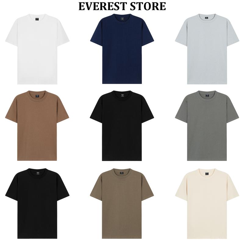 Áo Thun Trơn Cotton 250gsm form rộng Unisex Everest Premium nam nữ Cổ tròn nhiều màu trẻ trung