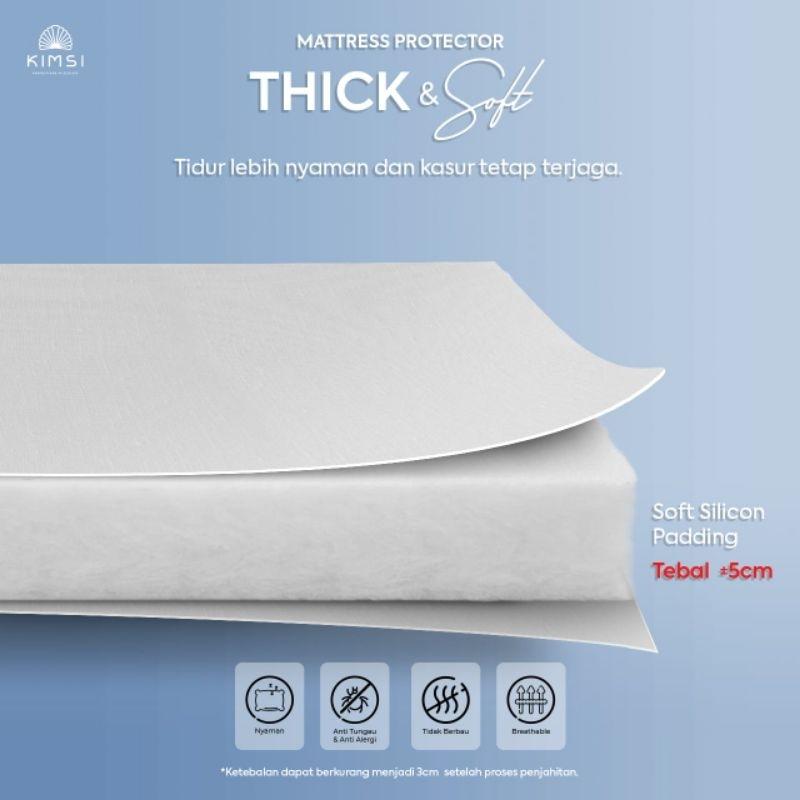 Mattress Topper Protector Mattres protektor Foam Uk 90x200  120x200  160x200  180x200  200x200 Silikon 9Oz Matras Pelindung Kasur Warna Putih 3