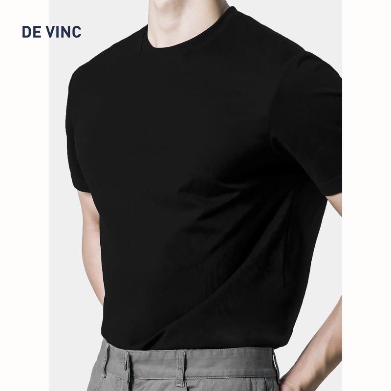 Áo thun nam DE VINC cổ tròn basic tay ngắn , Áo phông nam cotton cao cấp, sang…