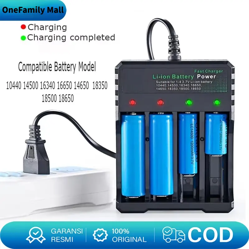 Pengisi Daya Cepat Li-on 4 Slot USB Pengisi Daya Baterai Cerdas 18650 Li-ion Baterai AA / AAA 4 Slot Baterai Pengisi Daya Li-on 4/10 Slot Pengisi Daya Baterai Batrai
