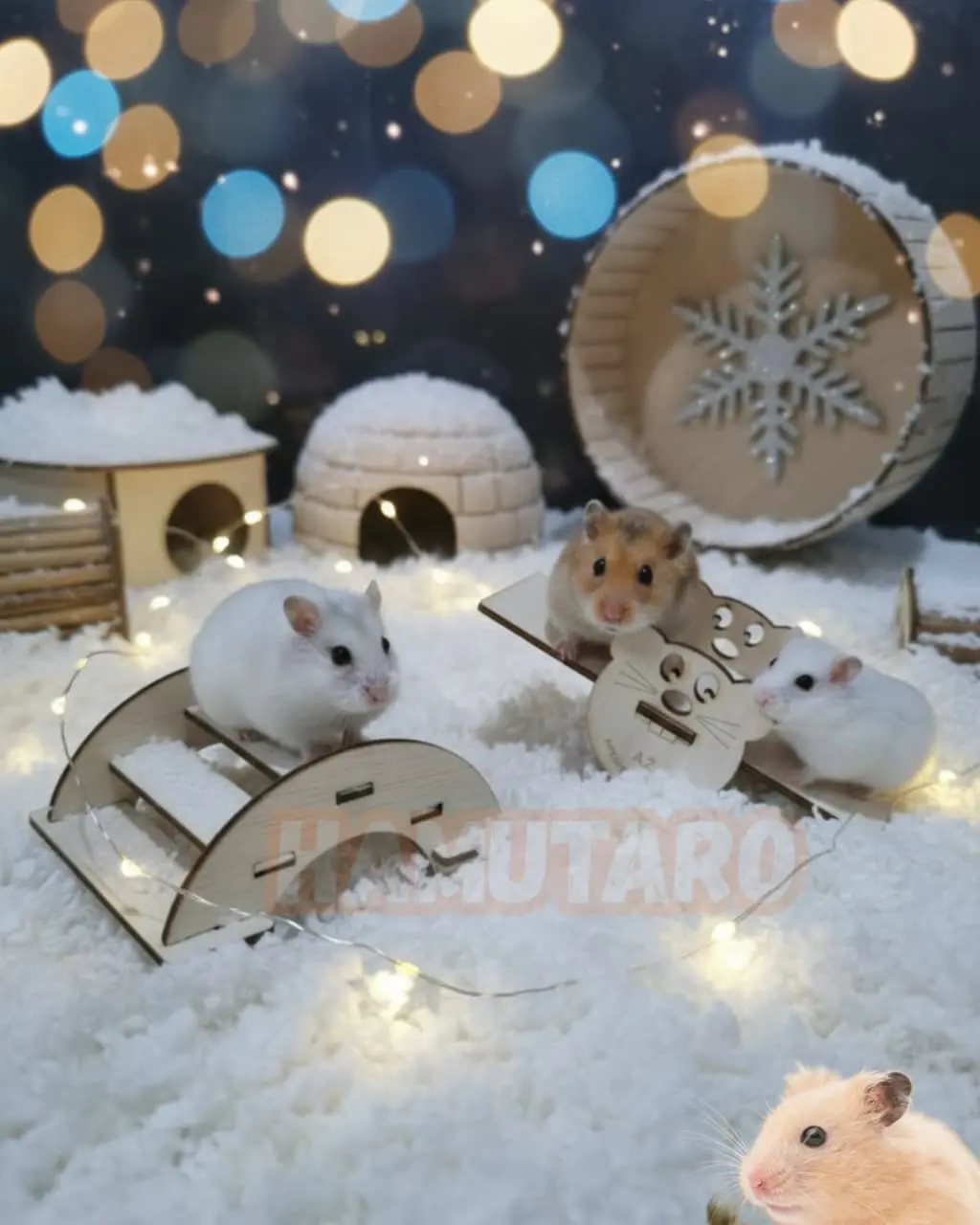 Hamutaro Jembatan Kayu Dan Jungkit Jungkit Mainan hamster Desain Lucu