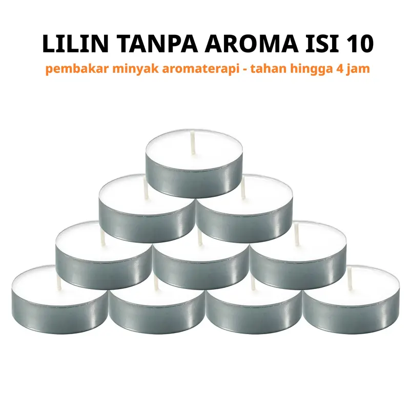 A907 - Paket 10 pcs Lilin Pembakar Minyak Aromaterapi Tidak Beraroma - Unscented Candle Light in Cup Tanpa Asap 0