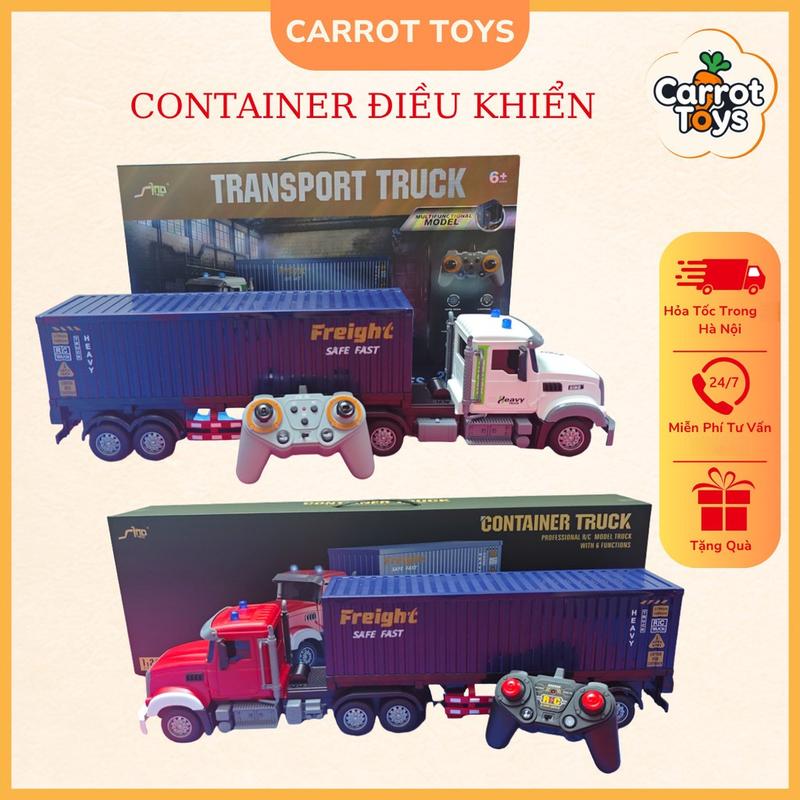 Xe Đầu Kéo Container Điều Khiển Từ Xa Dài 60cm, Xe Rơ Mooc Chở Hàng, Có Thể…
