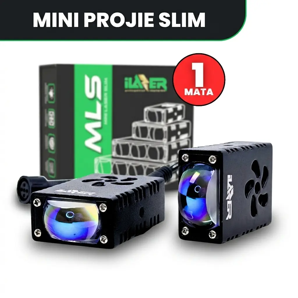 ILAZER MLS1 - Mini Laser Slim Lampu Tembak Slim Gepeng 1 mata 35watt 2 Warna, Demon RGB, Waterproof, Kipas