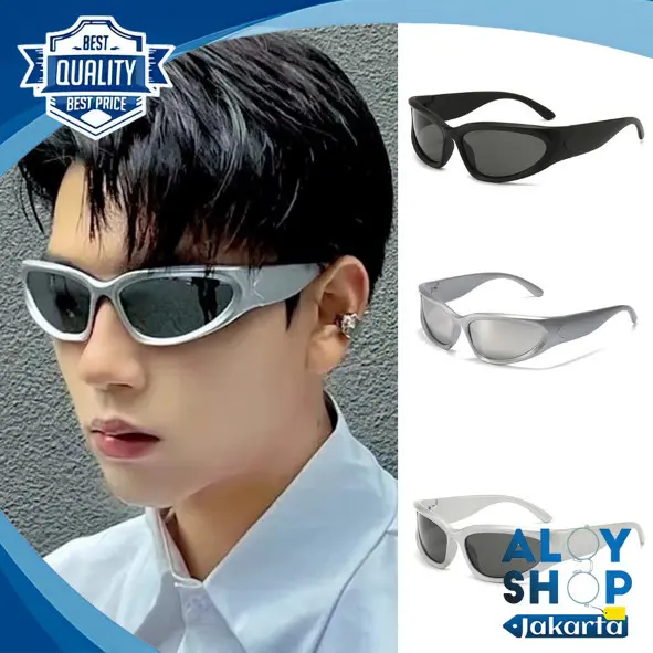 PL-H019 Kacamata Steampunk Hitam Bersepeda Cyberpunk Hip Hop Punk Gaya Retro Eropa Olahraga Wanita Dan Pria