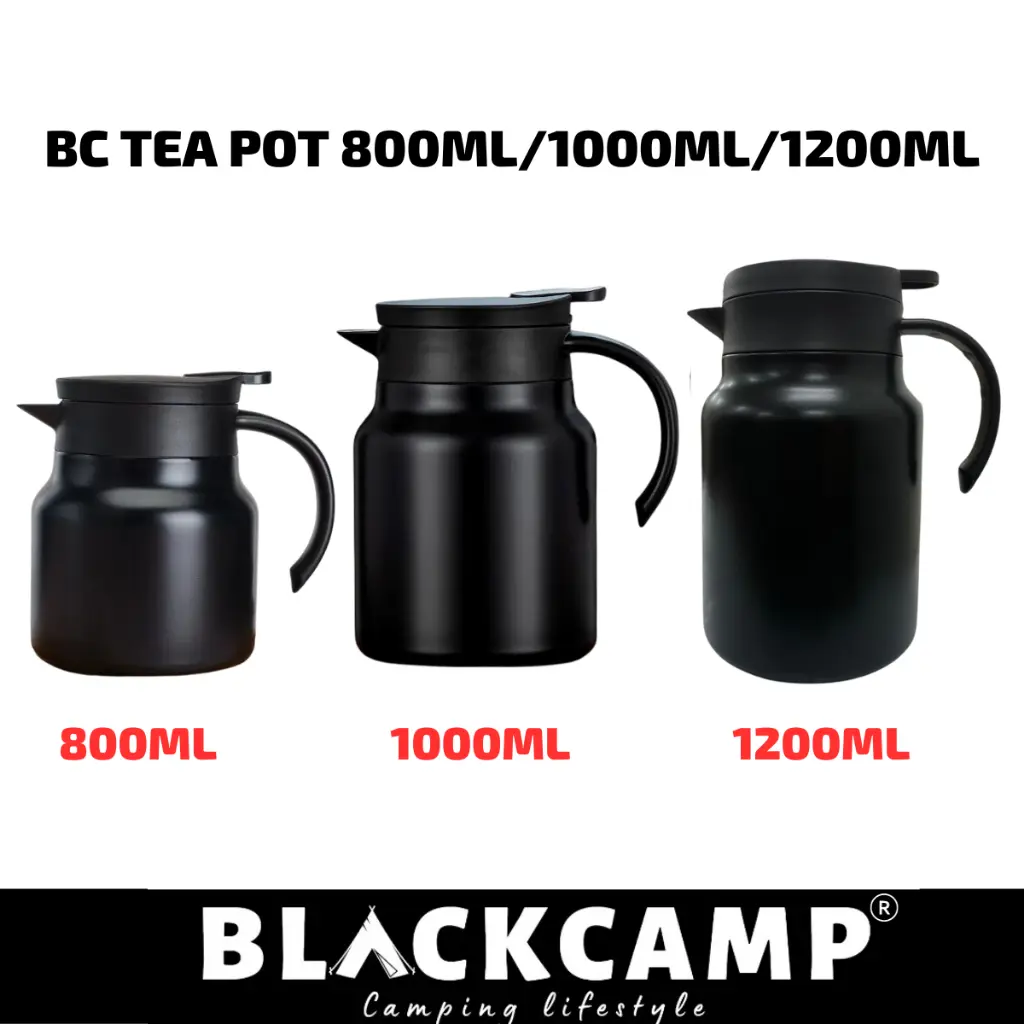 Camping Tea Pot Themos 800ml 1000ml 1200ml Thermal Insulation Stainless Steel 316 Coffee Cookware Outdoor Black Masak Bowl