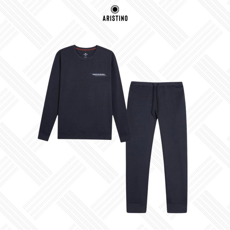 ARISTINO Bộ nỉ thu đông nam chất liệu sợi poly giữ ấm, bền form bền màu, bo gấu co giãn ALH010W2