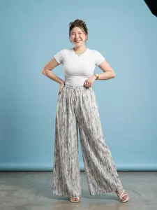 Everyday Pants - Motif Abstrak - Celana Panjang Wanita Baggy Kantor Kuliah - Kulot Pinstripe - Formal Casual