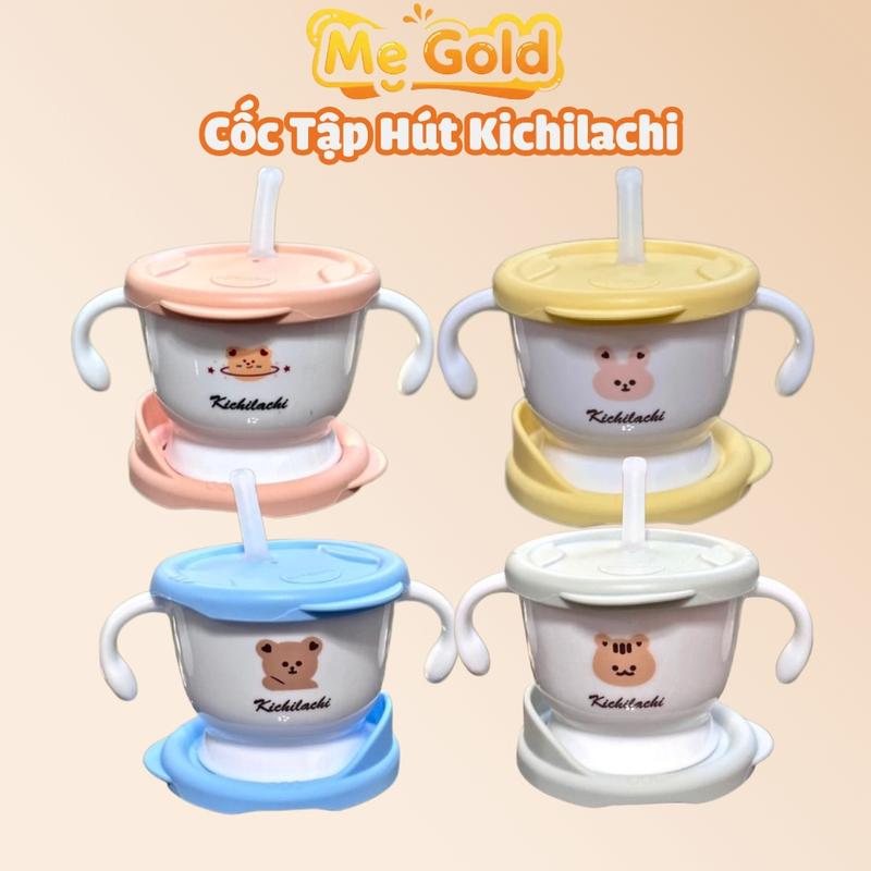  Cốc Tập Uống Nước Kichilachi Cốc Tập Hút 3 Giai Đoạn Có Vạch Chia 150ml Cho Bé Chất Liệu An Toàn Silicone 