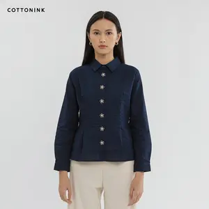 COTTONINK - Atasan Kemeja Wanita Navy Nerina #FallWinter2025 #BestSelling