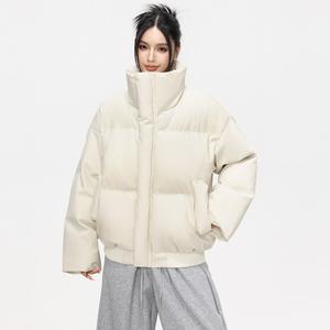 冬の高品質の厚手の綿のジャケット暖かい厚手の綿の服コントラストカラーシンプルな防風耐寒性男女兼用コットンジャケットカップルスタンドカラーカジュアルコート