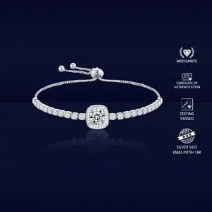 OS-ST-B01 Gelang Wanita Permata Moissanite 2 Carat Premium Silver S925 Dilapisi Emas Putih Certificate Of Authentication Berkualitas Tinggi High Quality Anti Luntur Karat Berubah Warna Aksesoris Perhiasan Gelang Nikah