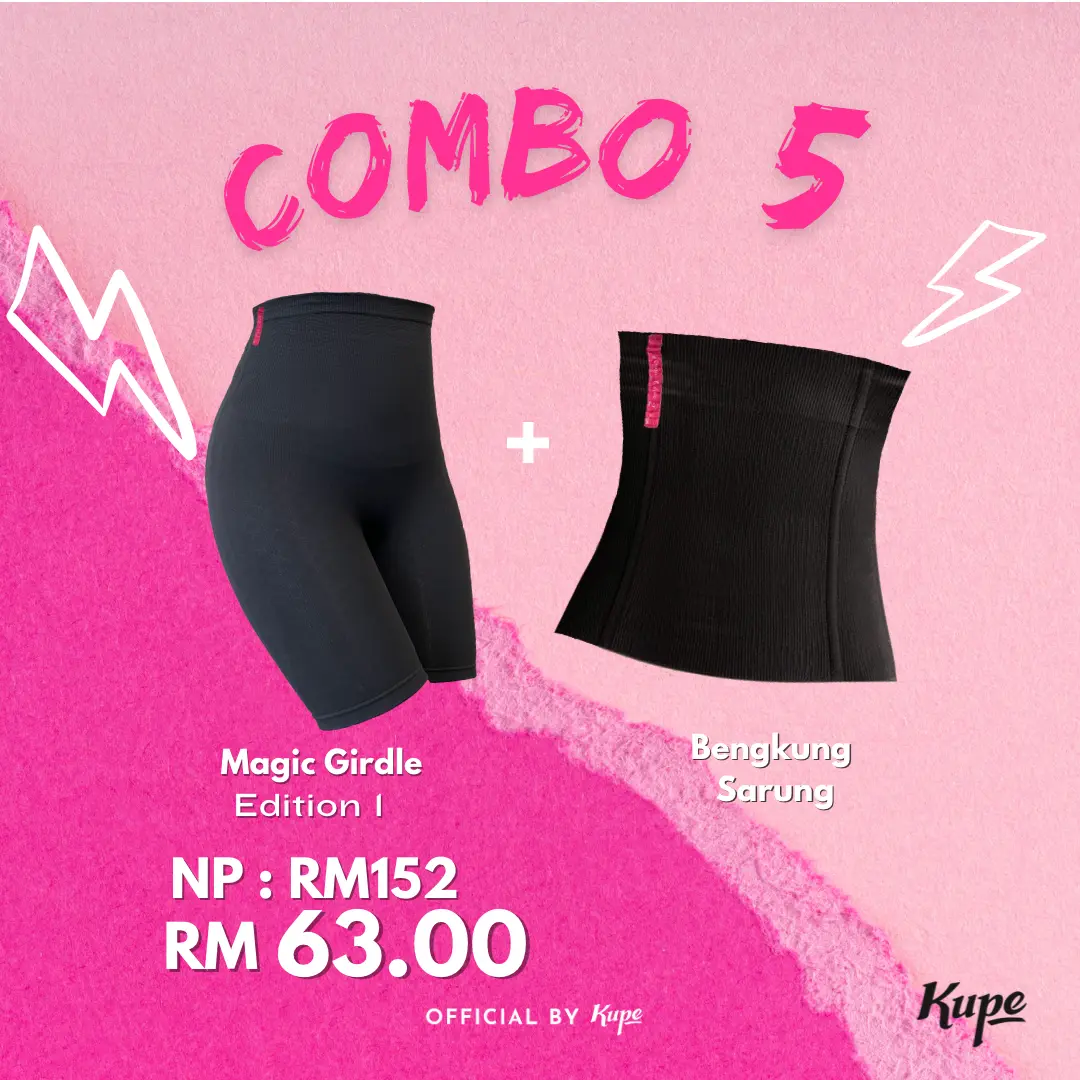 Combo 5 (Girdle Magic Ediition 1 + Bengkung Sarung) Set | Shapewear (KUPE BEAUTE)