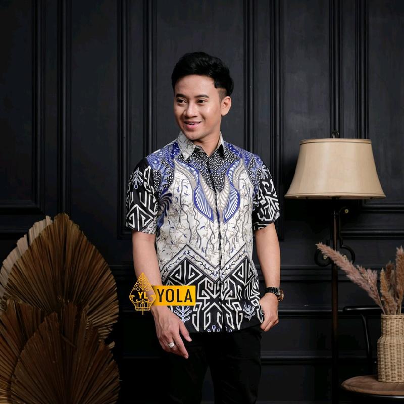 kemeja batik pria motif terbaruu motif dasi biruu _baju batik pekalongan terlaris baju Keren Panjang Pendek 1